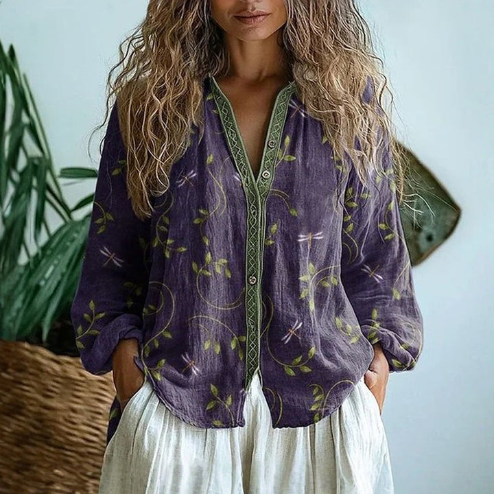 Briavelle | Vintage Leaf Print Shirt