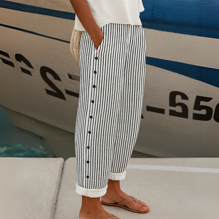 Caitlin | Striped Button Pants