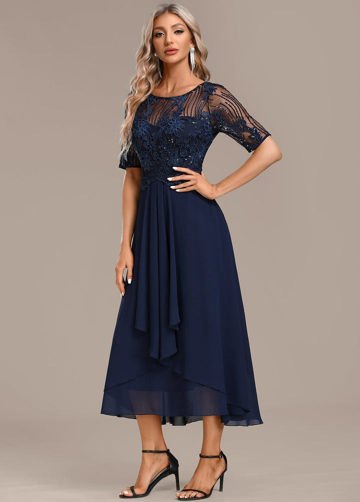Elowen | Navy Lace Midi Dress