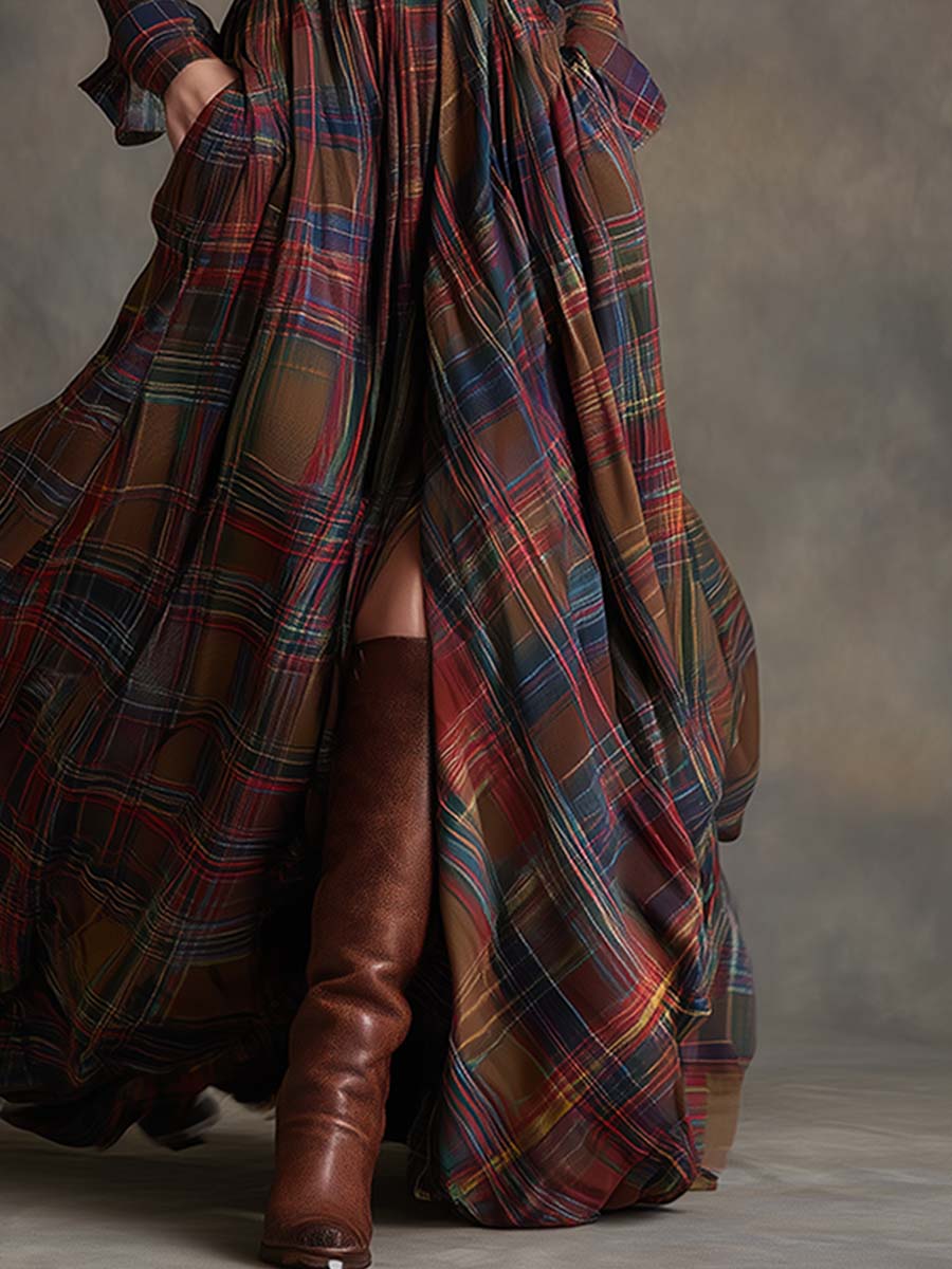 GIULIETTA | MAXI CHECK SHIRT DRESS WITH BELT