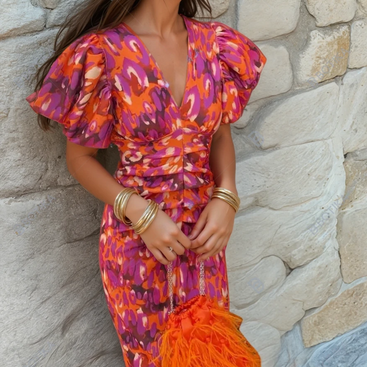 CAROLE | VIBRANT FIESTA DRESS WITH IMPRESSIVE DETAILS
