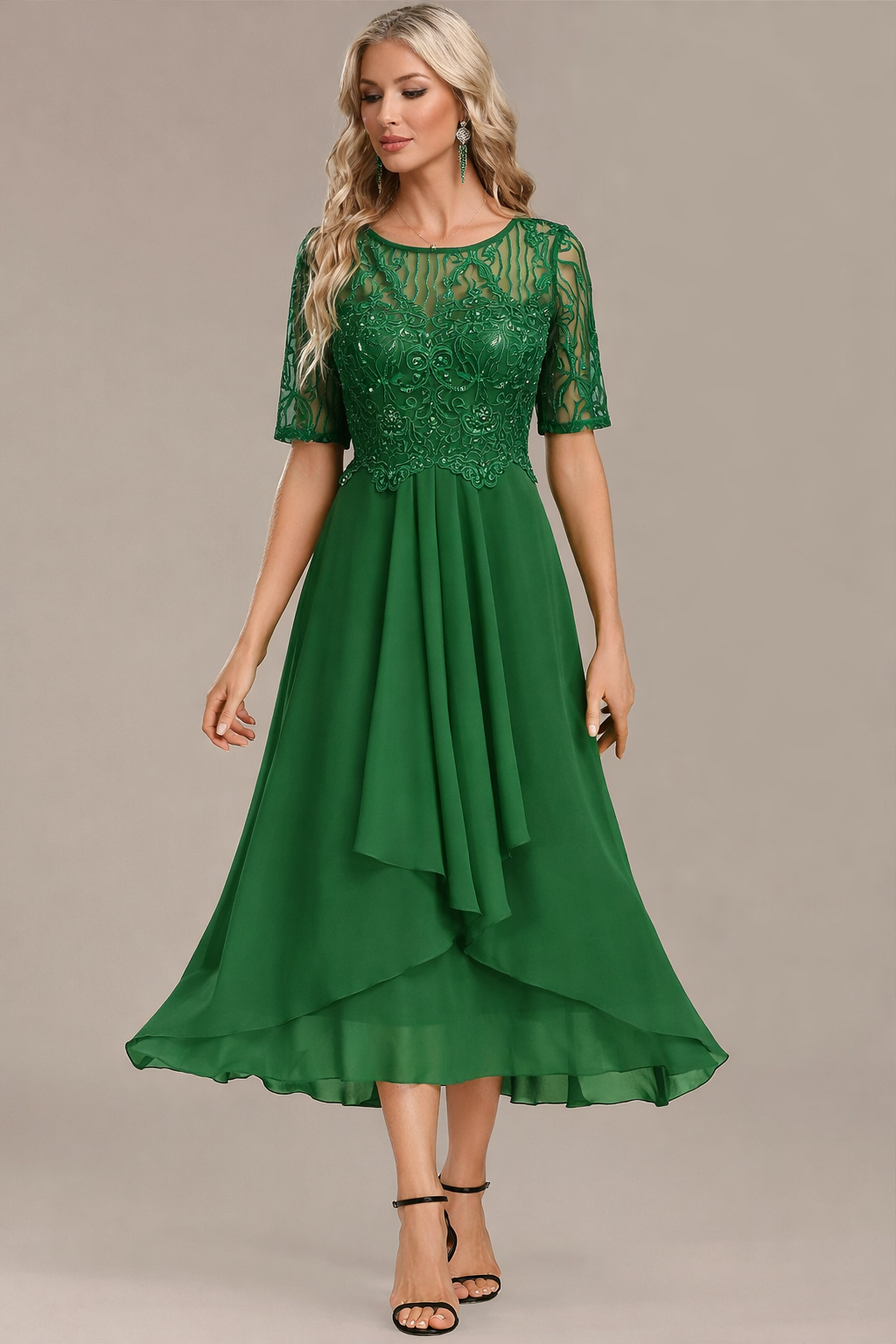 Elowen | Navy Lace Midi Dress