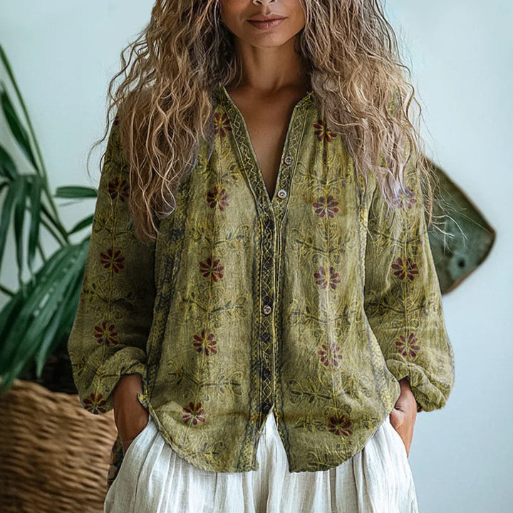 Briavelle | Vintage Leaf Print Shirt