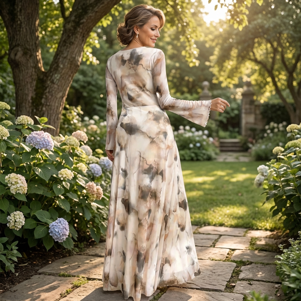 CELESTE™ – Tie-Dye Mesh Print Elegance Dress