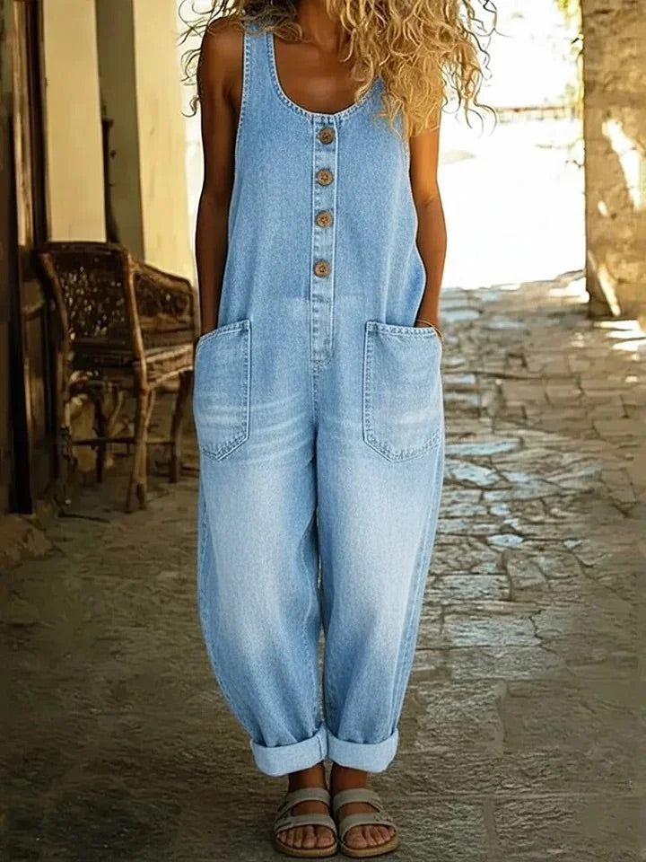 Lenna – Vintage Cotton Denim Dungarees